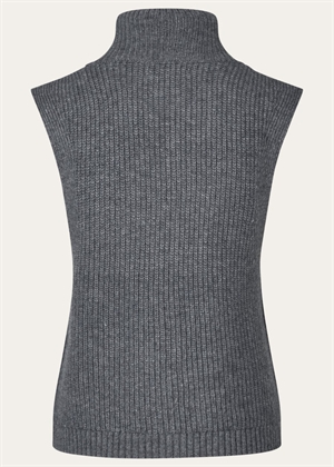 Fave knit zip vest Dark Grey Melange Oval Square